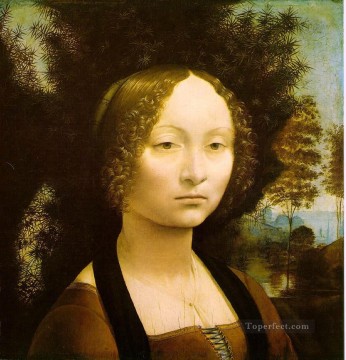 Leon Oil Painting - Portrait of Ginevra Benci Leonardo da Vinci